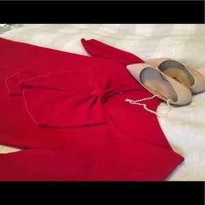 Red Shift Dress with Bow detail on the back